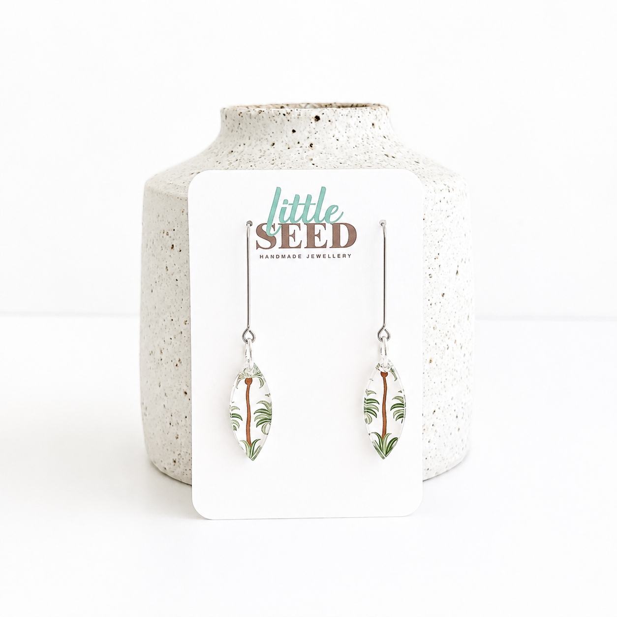 Palm Tree Acrylic Leaf Hook Earrings