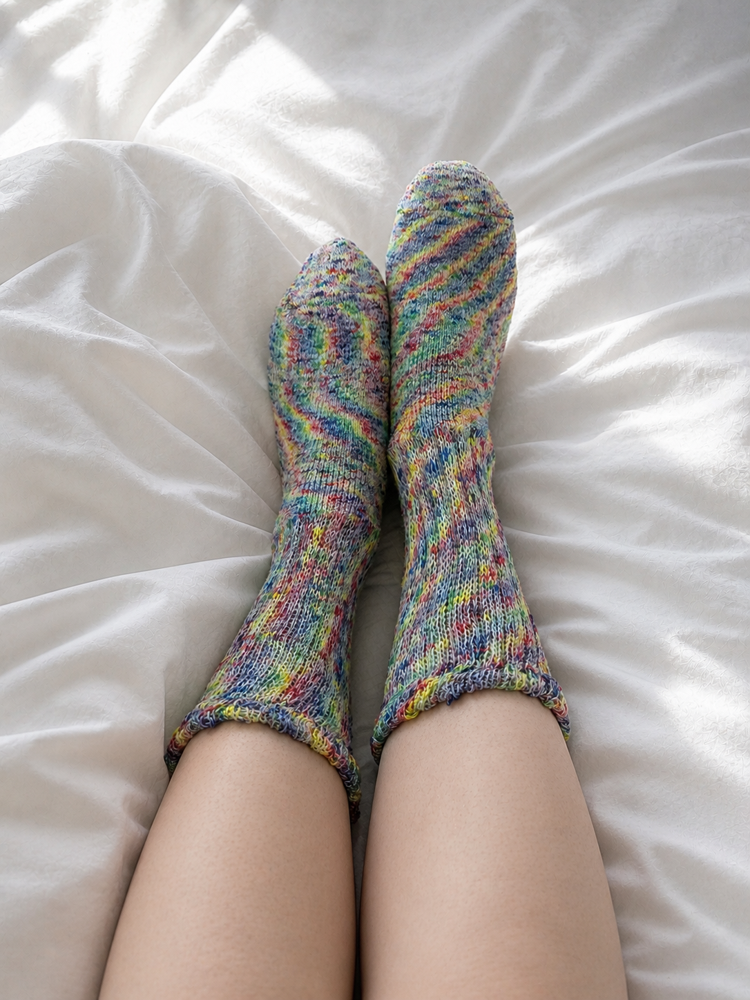 Ombre loose top health socks in Prism, view 2
