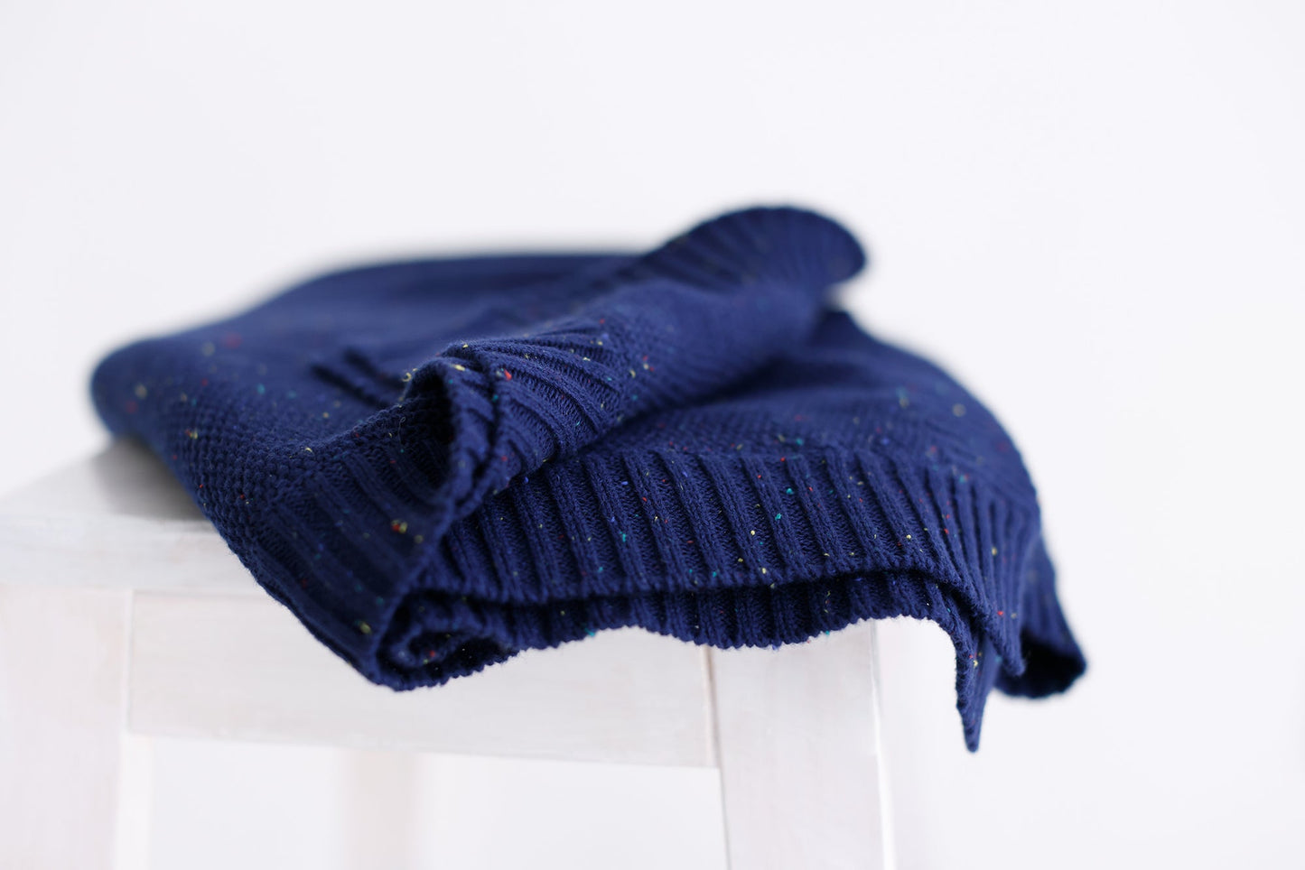 Ollie and Echo | Navy Sprinkle Knitted Blanket