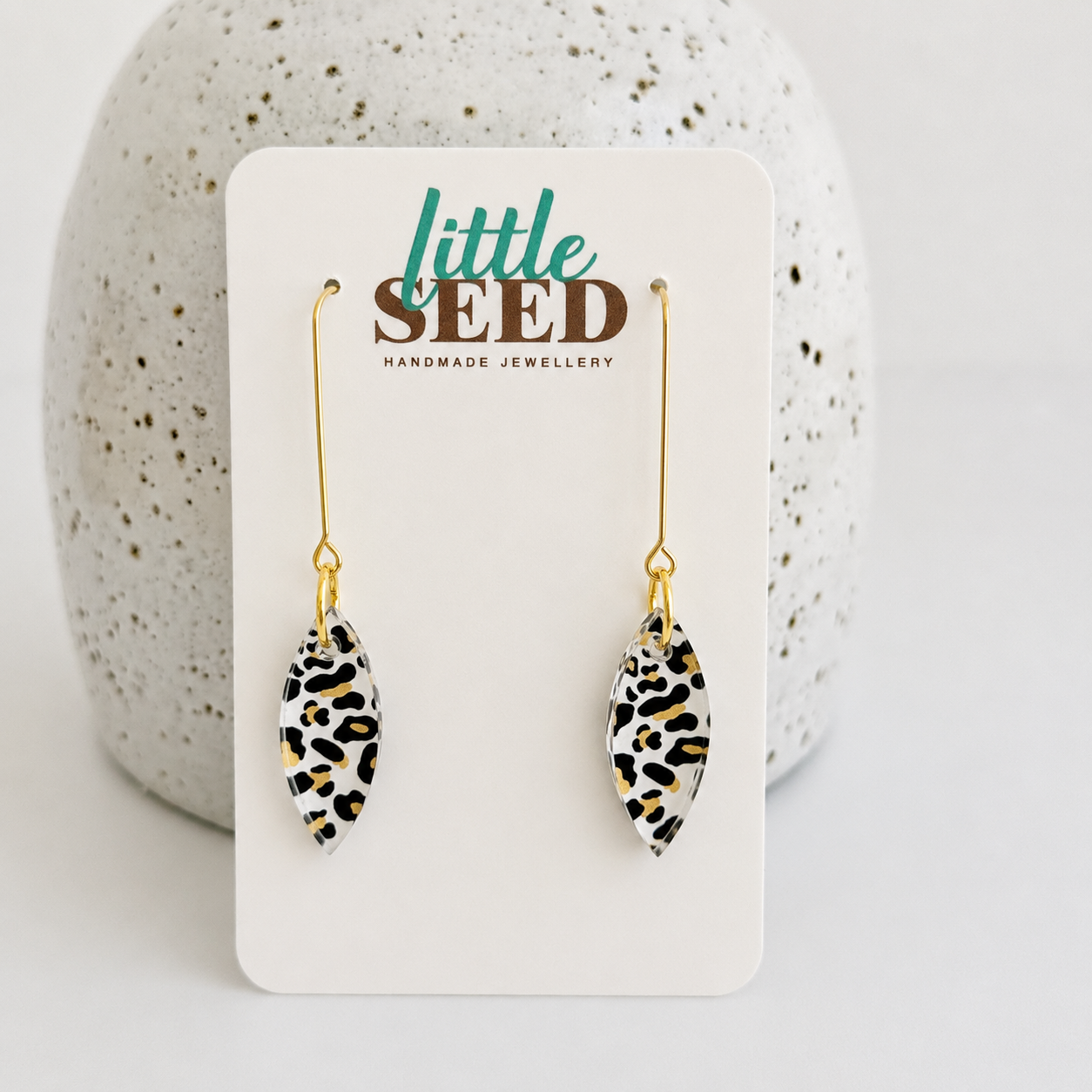 Leopard Print Acrylic Leaf Hook Earrings