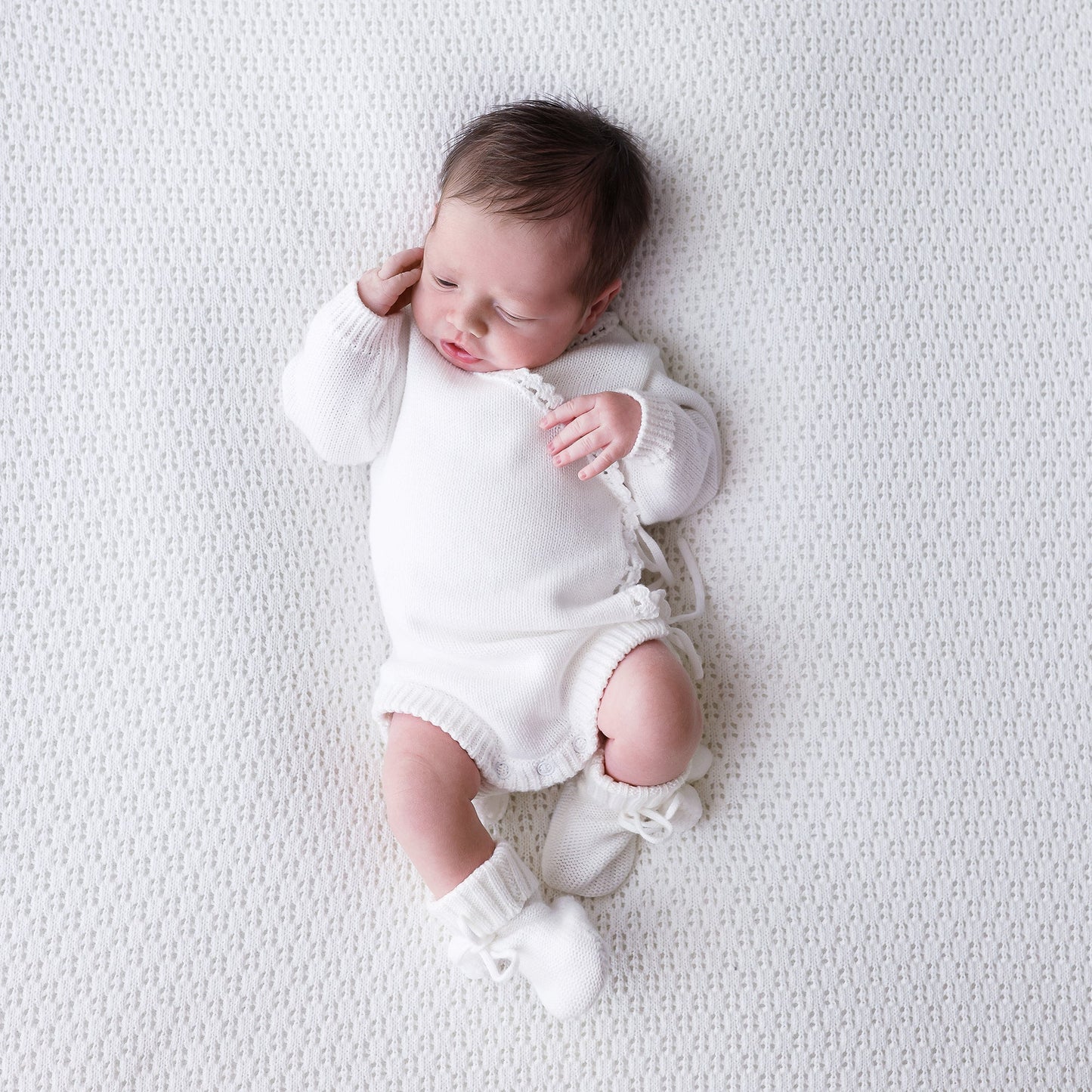Ollie and Echo | Cross Over Knitted Baby Romper