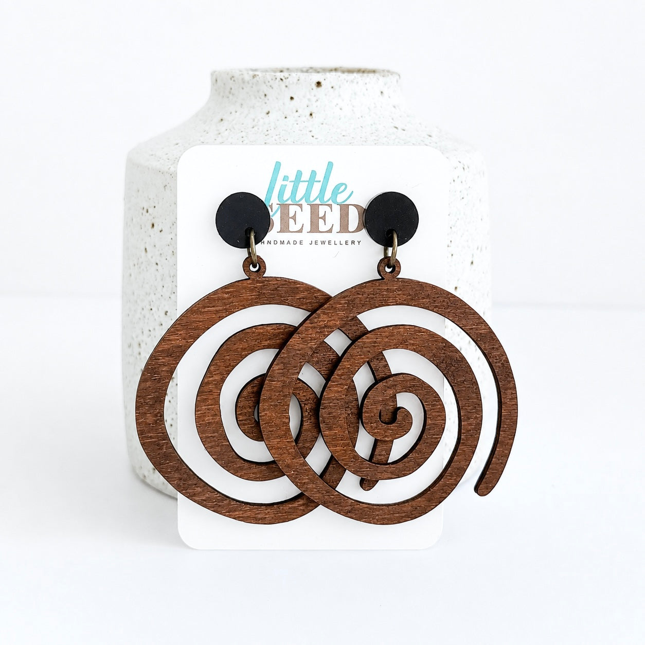 Wooden Spiral Statement Earrings