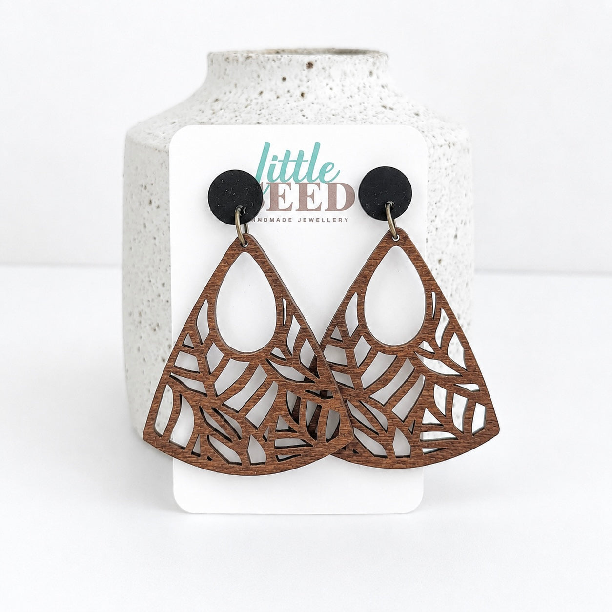 Wooden Triangle Statement Earrings
