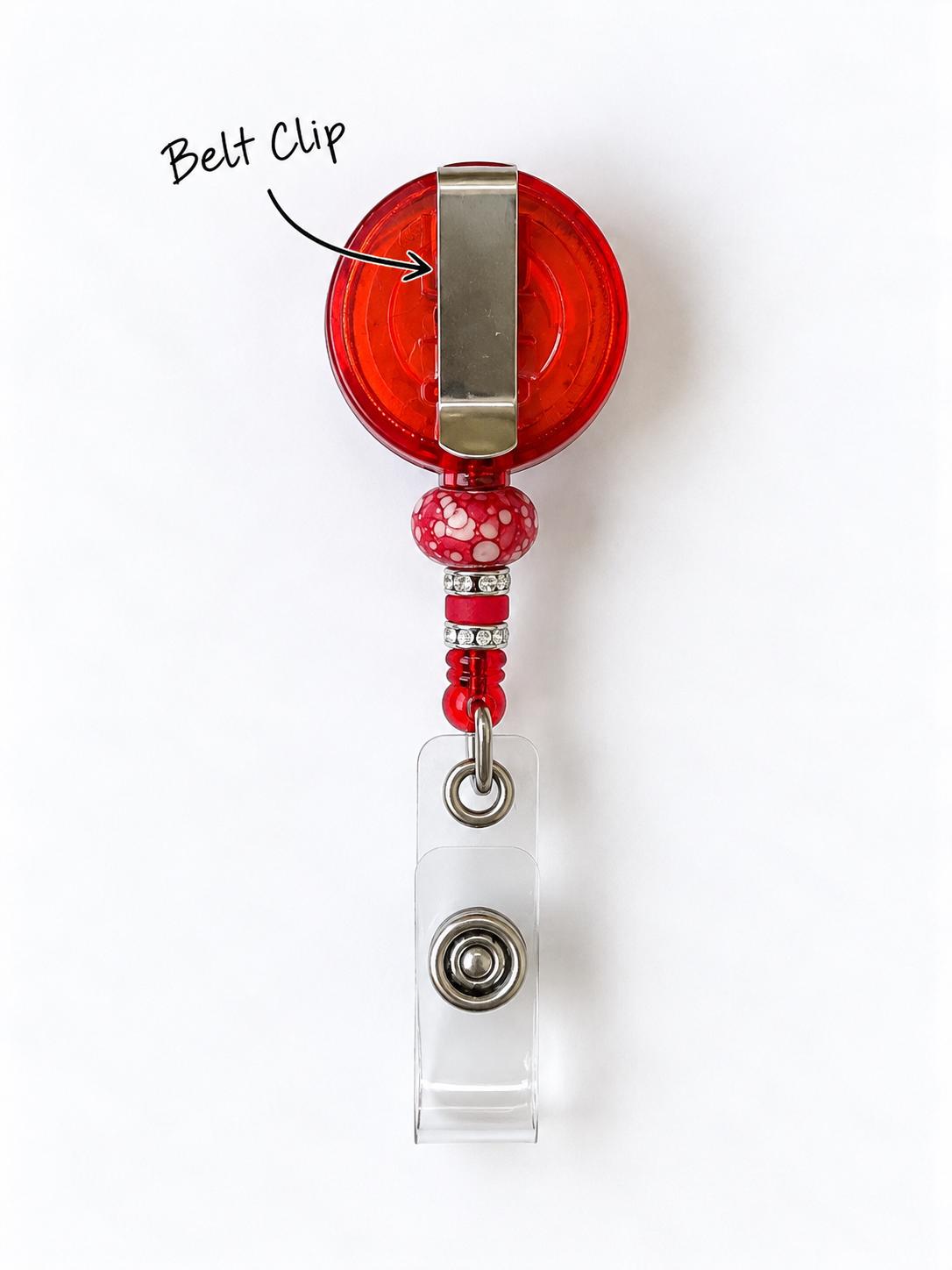 Personalised Christmas Letter Bead Badge Reel – Red or Green (view 7)