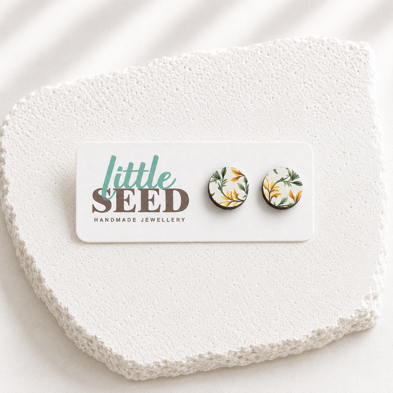 Wooden Stud Earrings Bush Botanical