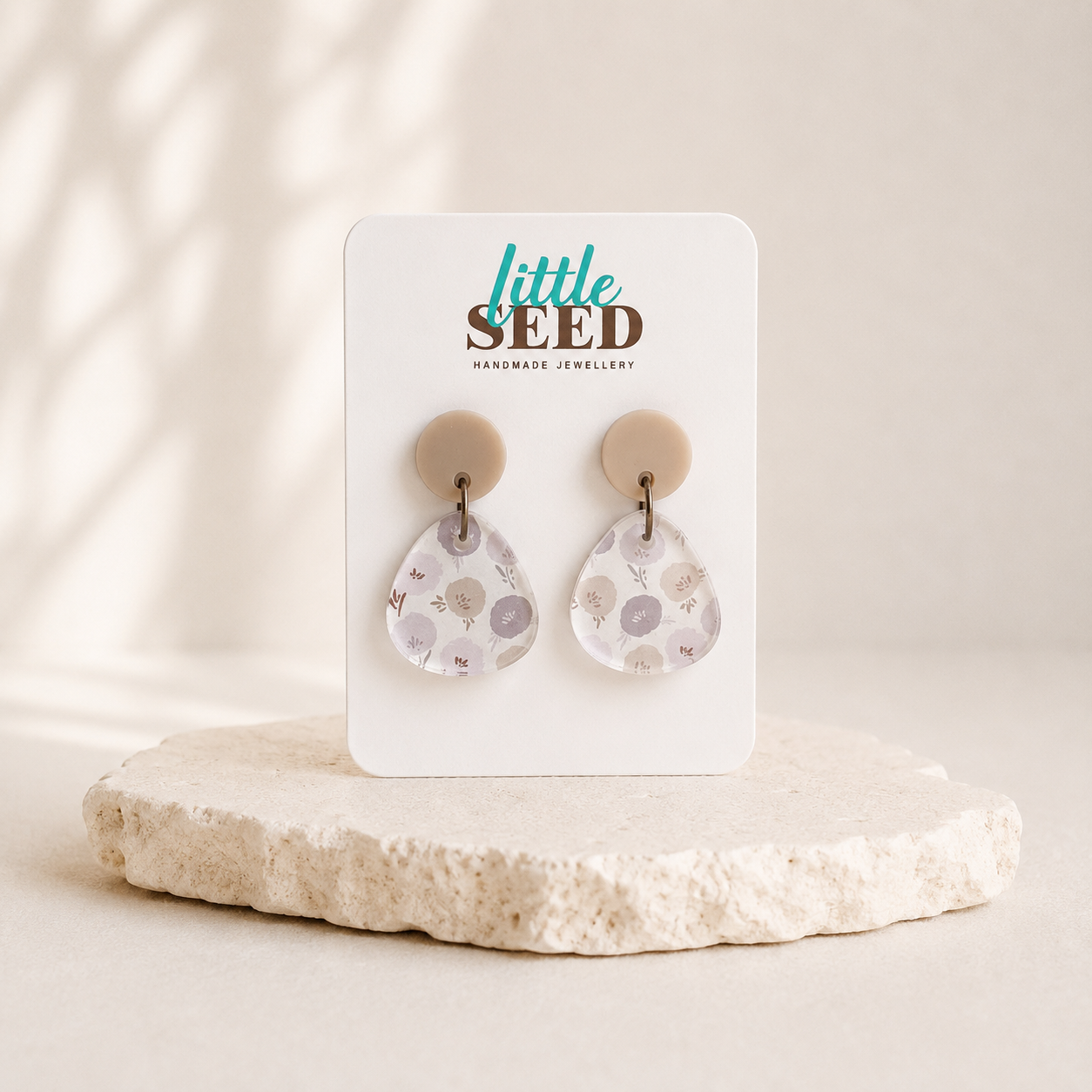Earthy Flower Acrylic Pebble Earrings