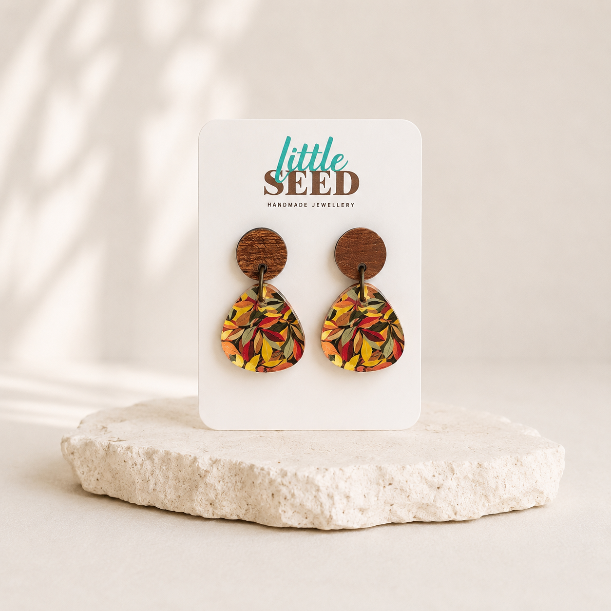 Autumn Leaves Acrylic Pebble Earrings