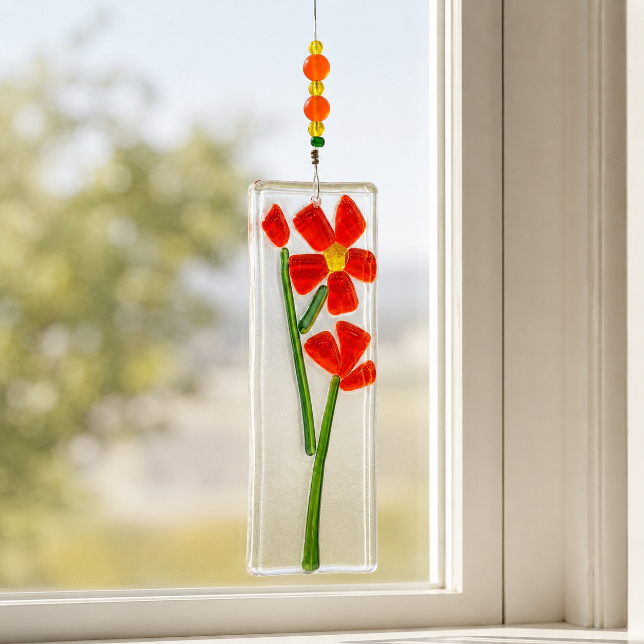 Fused Glass Flower Mobile - Shellbell Creations