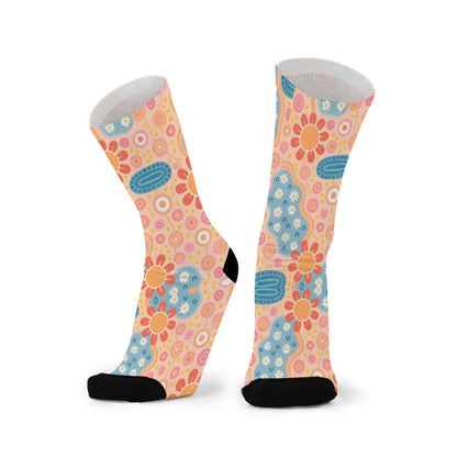 Golden Hour Aboriginal art bamboo socks by Caitlin Trindall