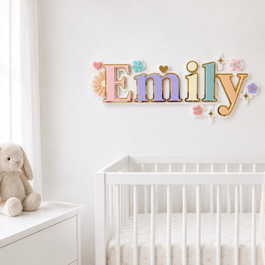 Layered Acrylic Wall Name Sign Girls
