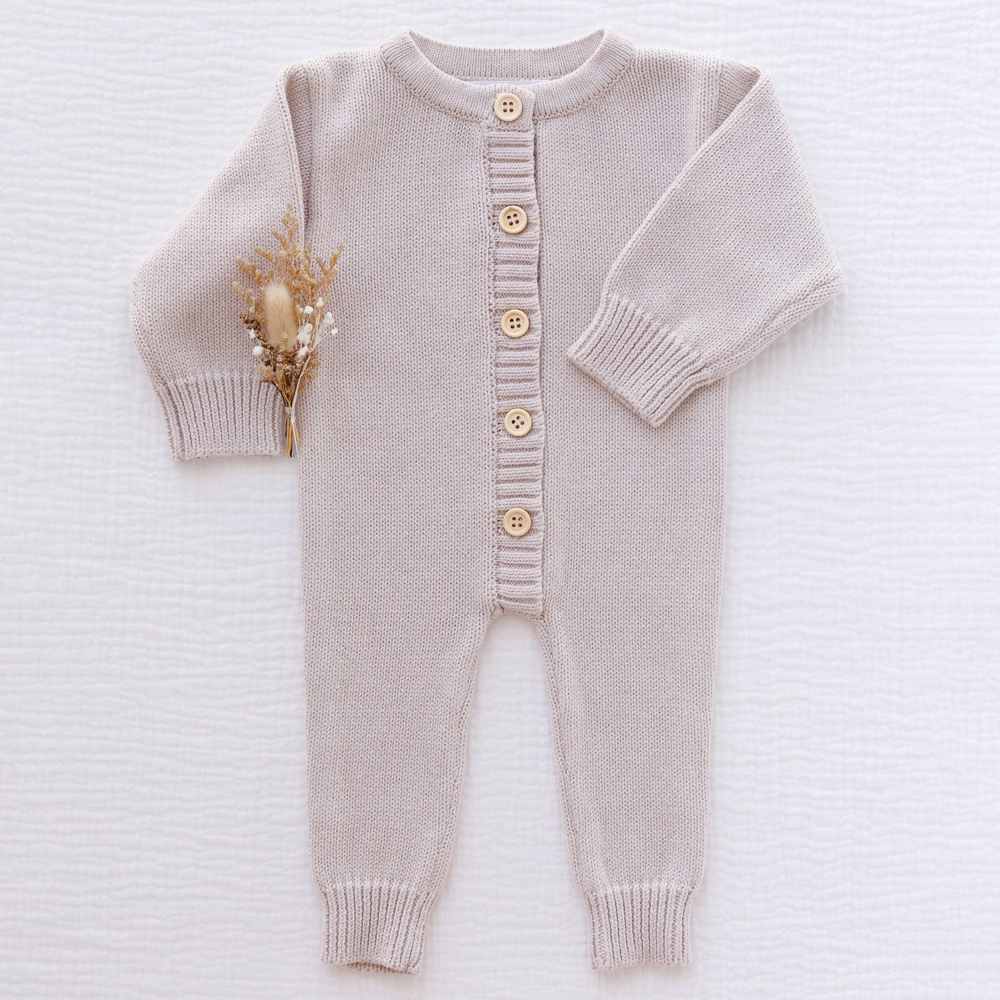 Ollie and Echo | Knitted Beige Romper