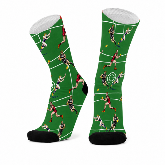 Aussie Rules footy socks for larger and wider feet by RedFoxSox