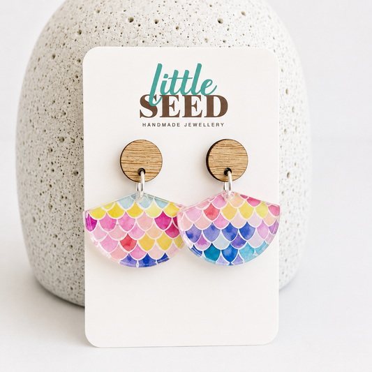 Bright Scales Acrylic Fan Earrings