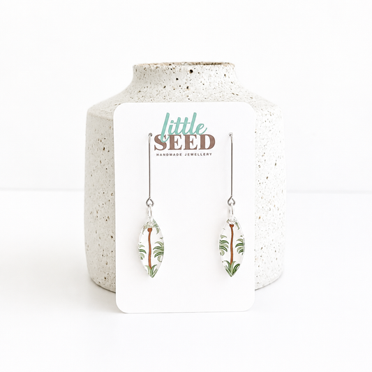 Palm Tree Acrylic Leaf Hook Earrings