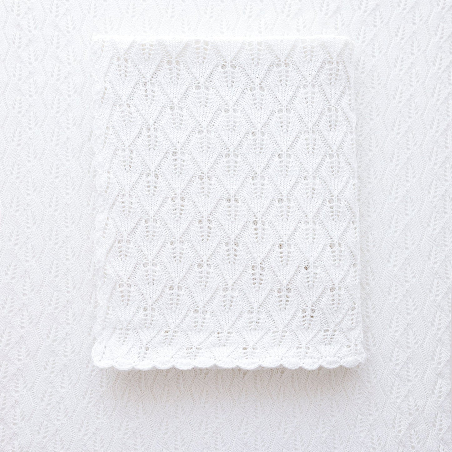 Ollie and Echo | Knitted White Baby Photography Blanket