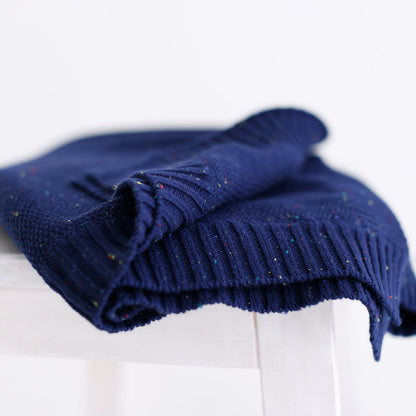 Ollie and Echo | Navey Sprinkle Knitted Blanket