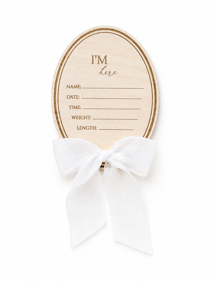 Personalised Wooden Birth Announcement Plaque with Ribbon