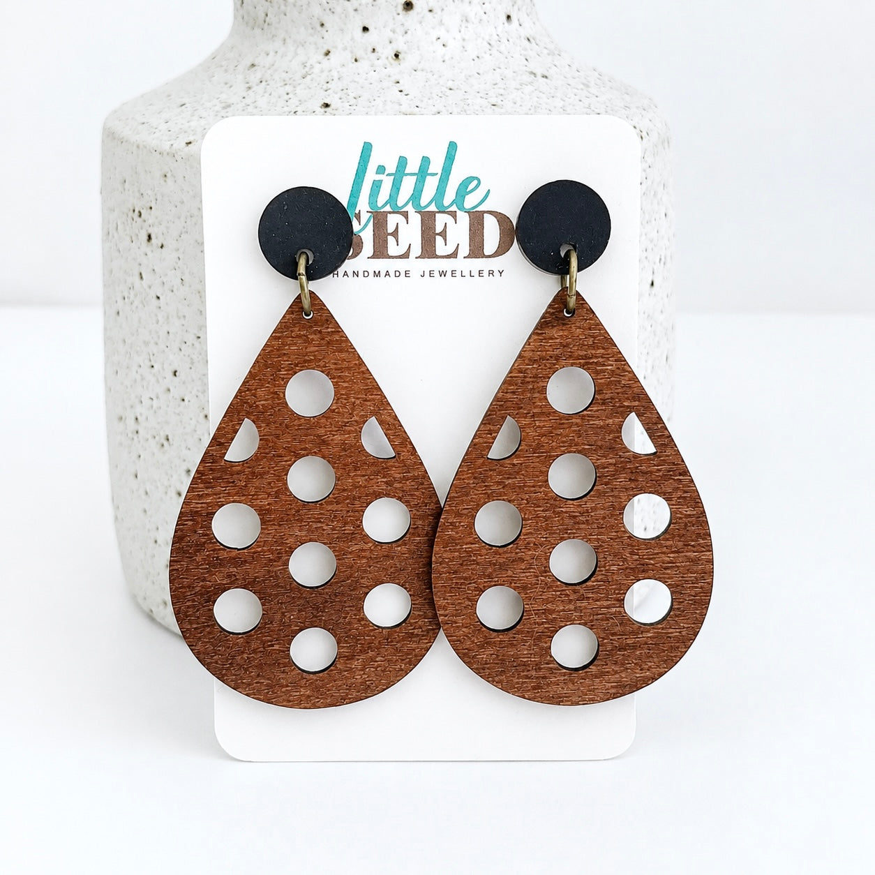 Wooden Teardrop Statement Earrings