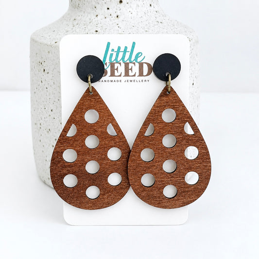 Wooden Teardrop Statement Earrings