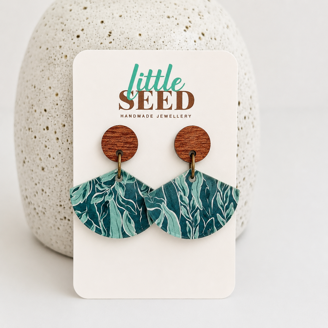 Gum Leaf Green Acrylic Fan Earrings