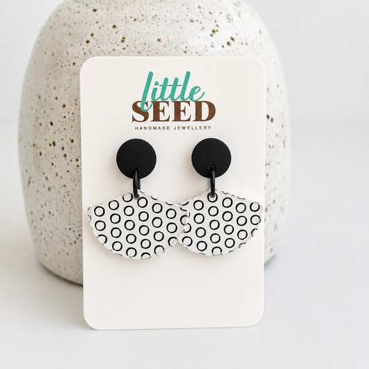 Black & White Acrylic Fan Earrings