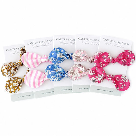 Fabric Knot Bow Hair Tie | Handmade Cotton Hair Bows