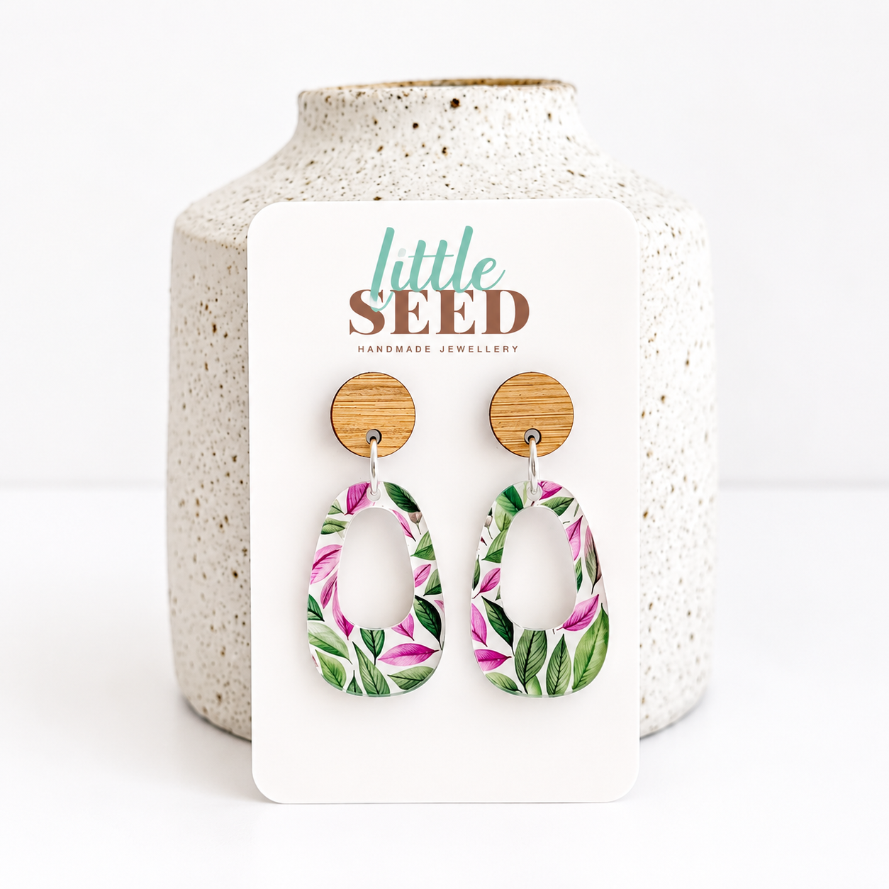 Bright Leaves Acrylic Small Arch Earrings