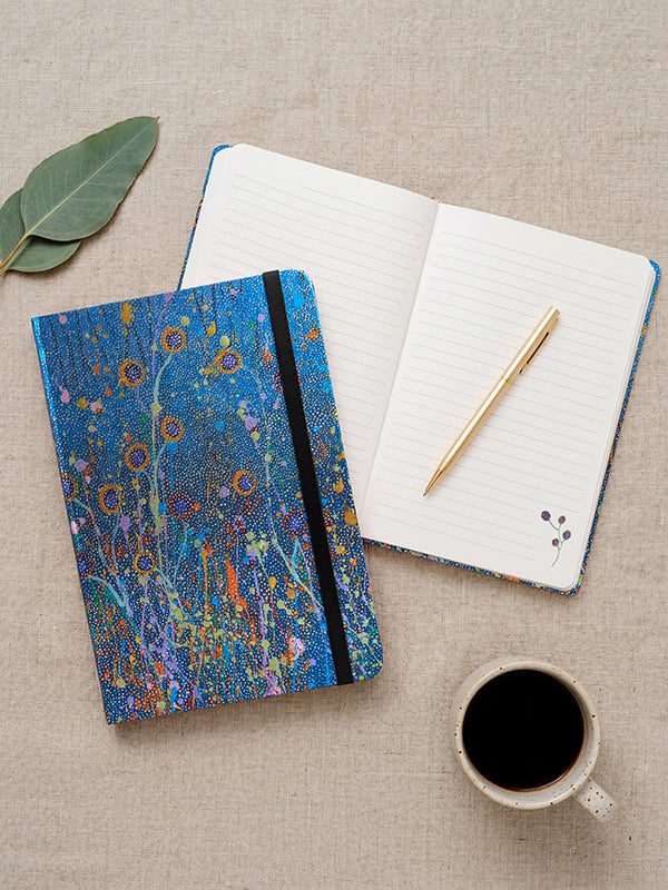Morning Mist Aboriginal art A5 journal by Marlene Harold (view 2)