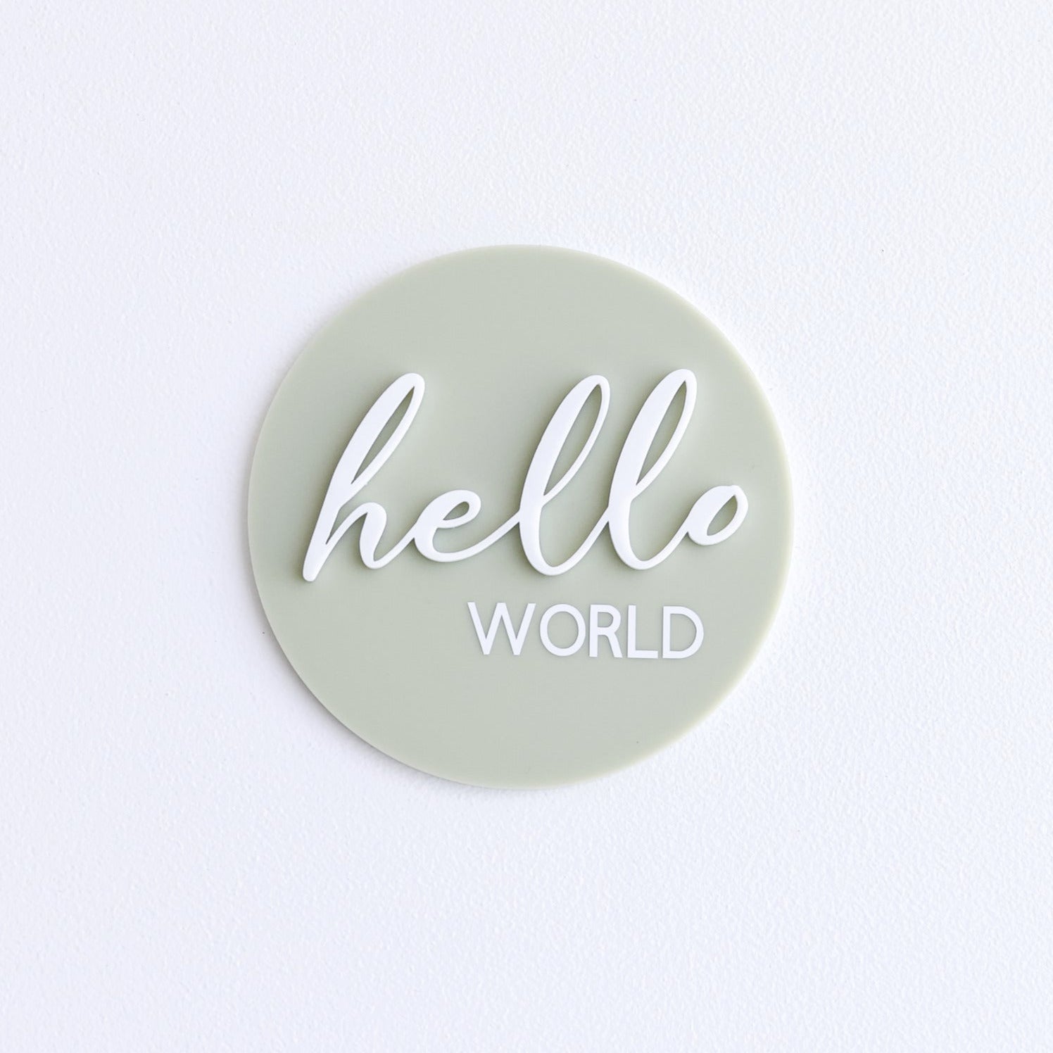 Ollie and Echo | Hello World Announcement Disc Sage Green