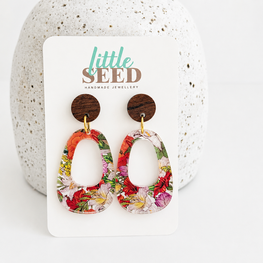 Warm Wildflower Acrylic Large Arch Earrings