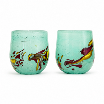 Hand-Blown Stemless Glasses - Set of 2