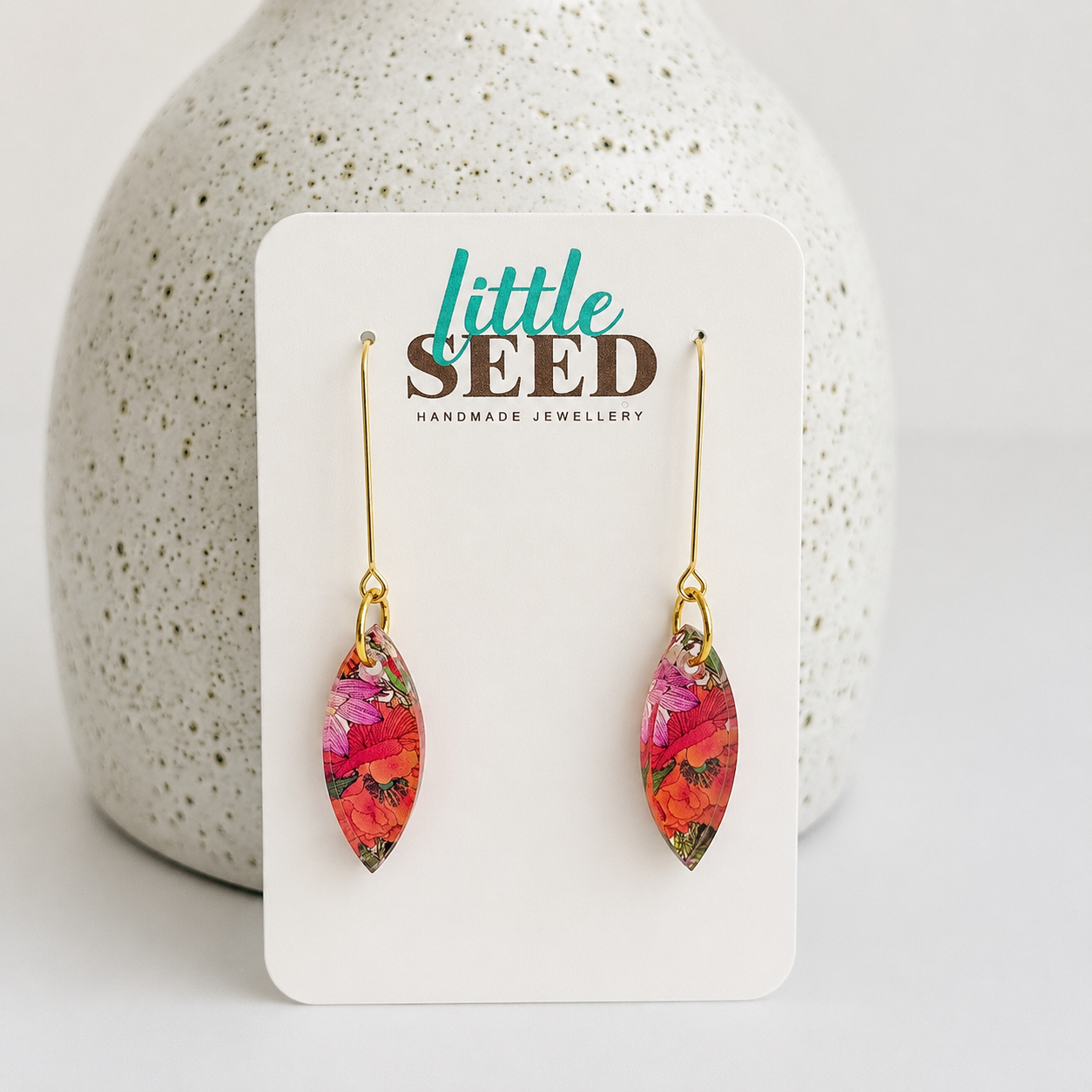 Warm Wildflower Acrylic Leaf Hook Earrings