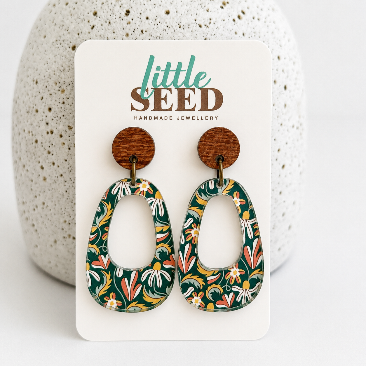 Bush Green Acrylic Large Arch Earrings