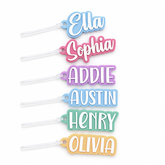 Personalised Name Bag Tag – Double Layered Acrylic, 17 Colours