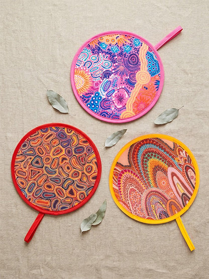 Home Aboriginal art twist foldable fan by Jacinta-Rai Ridgeway-Maahs, Koh Living (view 2)