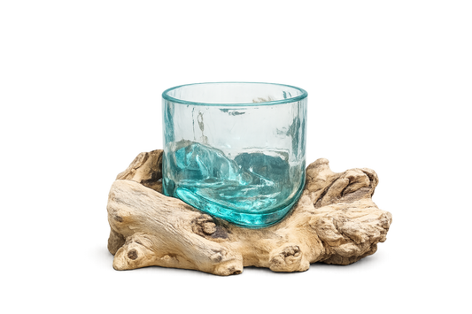 Glass Cylinder Vase on Timber Base