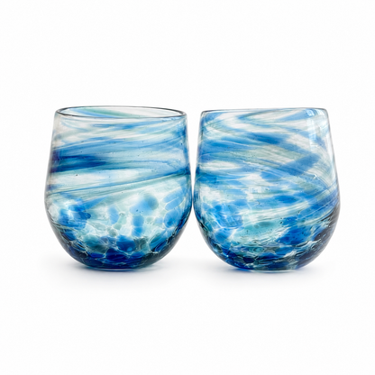 Hand-Blown Stemless Glasses - Set of 2