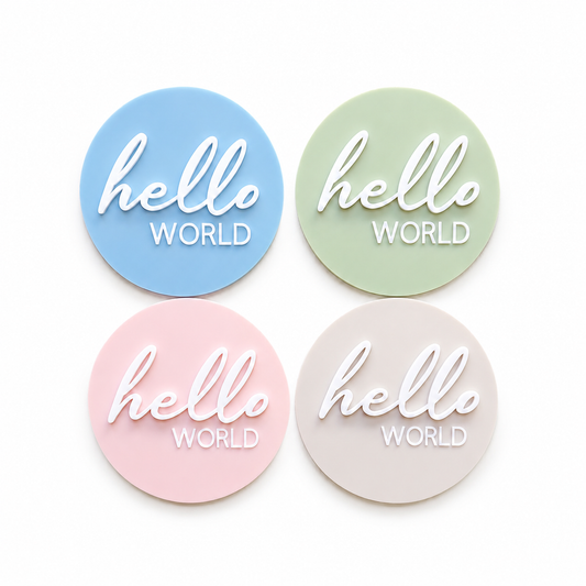 Hello World Birth Announcement Disc