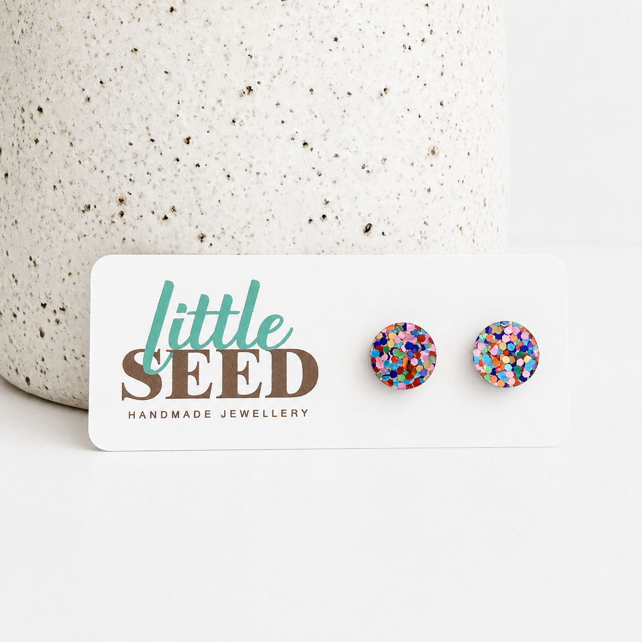 Fine Glitter Acrylic Stud Earrings - Multi