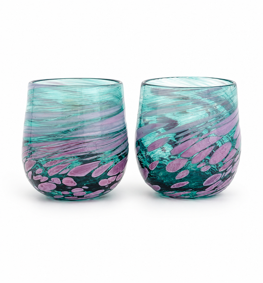 Hand-Blown Stemless Glasses - Set of 2