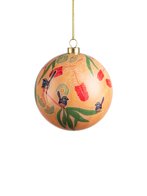 Dreamtime Symphony Christmas bauble by Domica Hill (view 3)