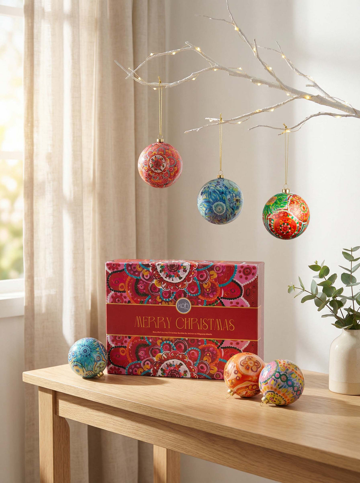 Beautiful Journey Aboriginal art Christmas baubles 6 pack (view 2)