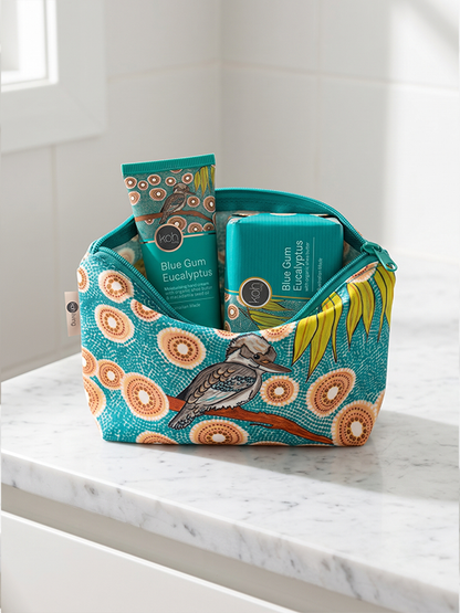 Blue Gum Eucalyptus gift set with Kookaburra Dreaming artwork by Domica Hill, Koh Living (view 2)