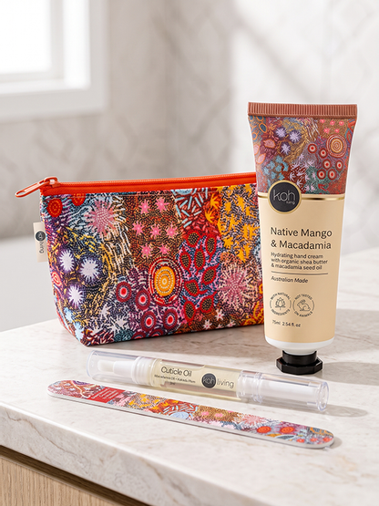 Native Mango & Macadamia gift set with Grandmother's Country artwork by Michelle Possum, Koh Living (view 2)