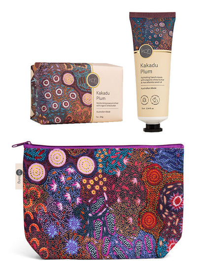 Kakadu Plum gift set with Women's Dreaming artwork by Khatija Possum, Koh Living