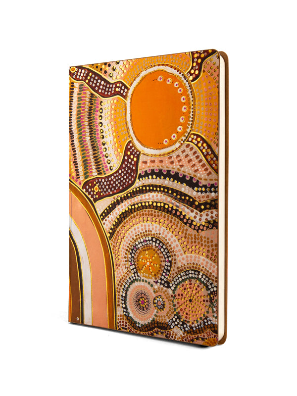 Journeys in the Sun Aboriginal art A5 journal by Jacinta-Rai Ridgeway-Maahs (view 2)