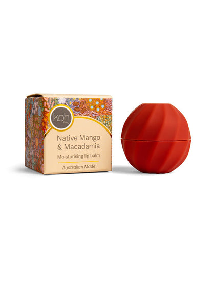 Native Mango & Macadamia lip balm with Grandmother's Country artwork by Michelle Possum, Koh Living