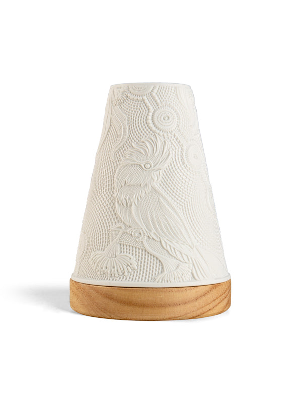 Spirit Being Minikin porcelain tealight lantern by Koh Living, artwork by Domica Hill