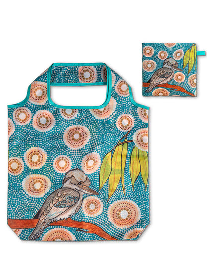 Kookaburra Aboriginal art recycled bottle shopping bag by Domica Hill, Koh Living