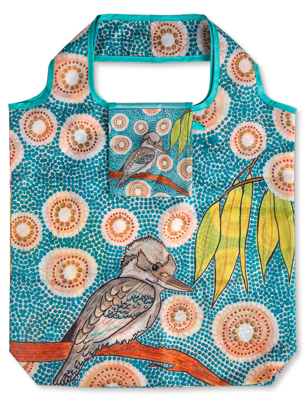 Kookaburra Aboriginal art recycled bottle shopping bag by Domica Hill, Koh Living (view 4)